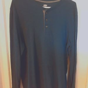 Mens Medium Navy Blue Long Sleeve w buttons